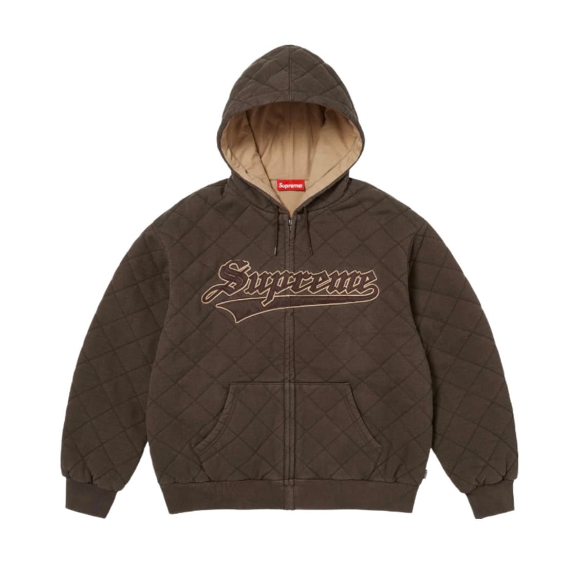슈프림 퀼티드 집업 후드 스웨트셔츠 다크 브라운 - 25FW 상품이미지1