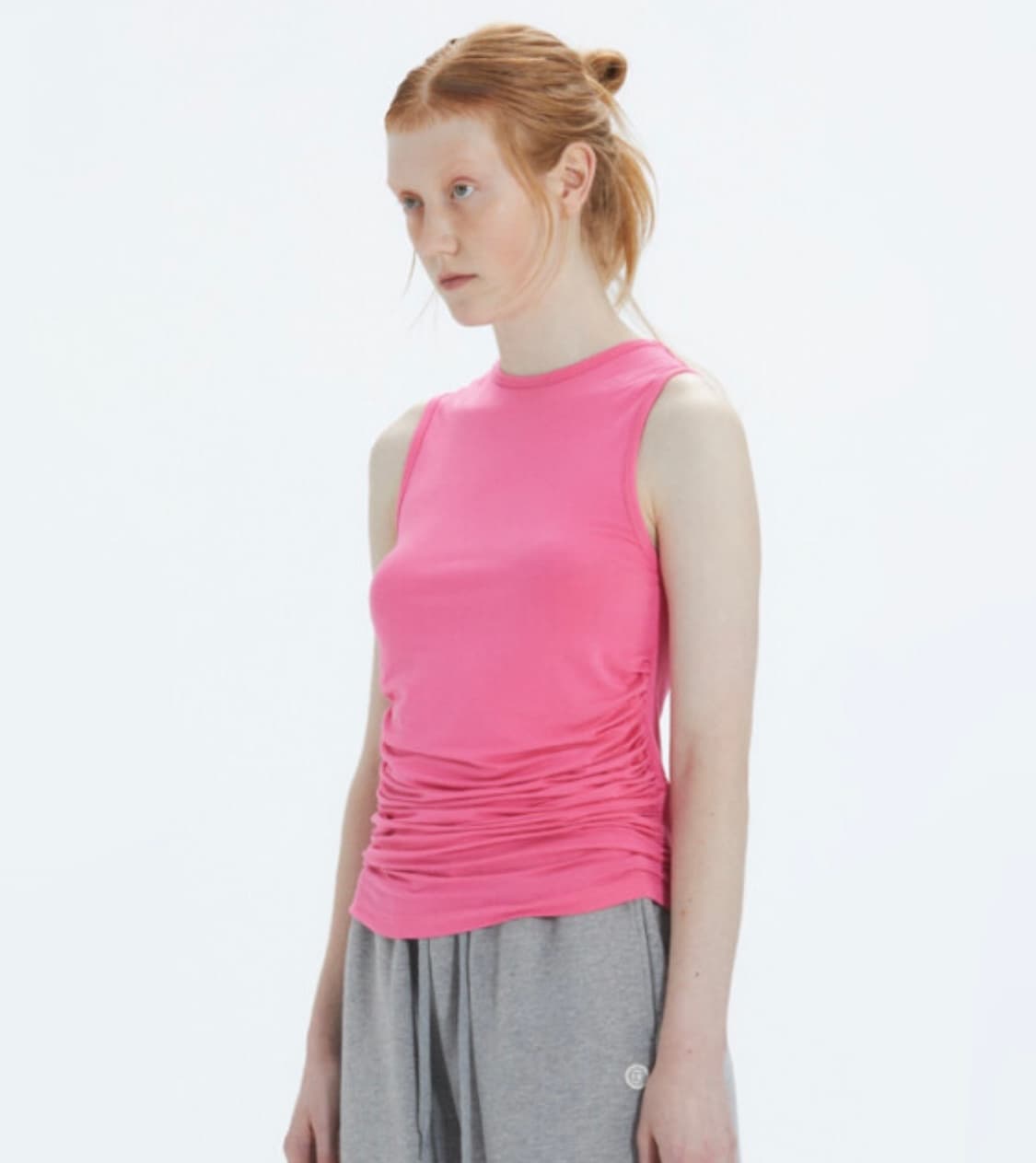 쓰리투에이티 러치드 사이드 탱크탑 핑크 상품이미지1