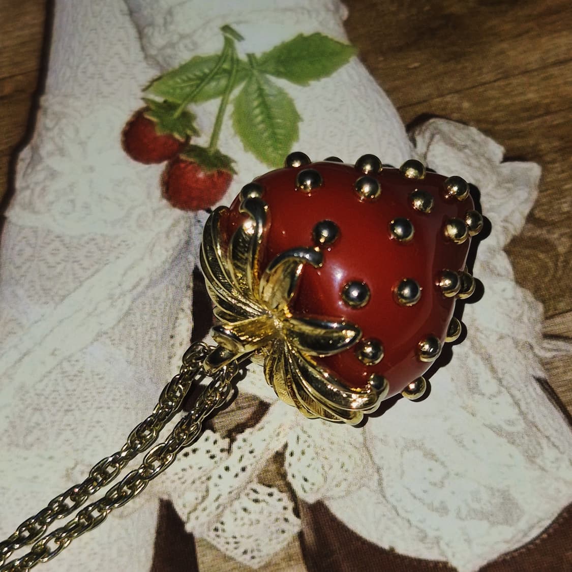 90s 케네스제이 레인 빅 딸기 코스튬 목걸이 상품이미지10