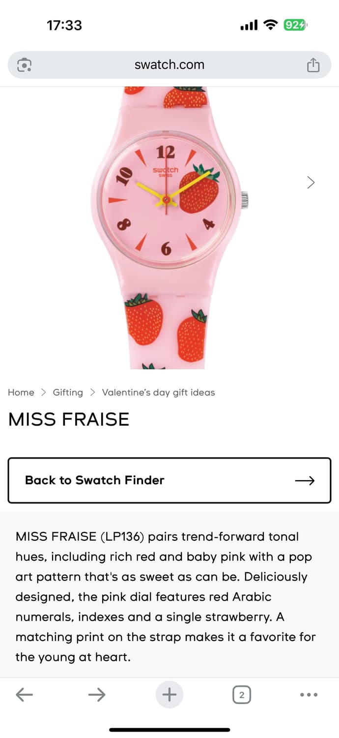스와치 MISS FRAISE 딸기 시계 상품이미지9