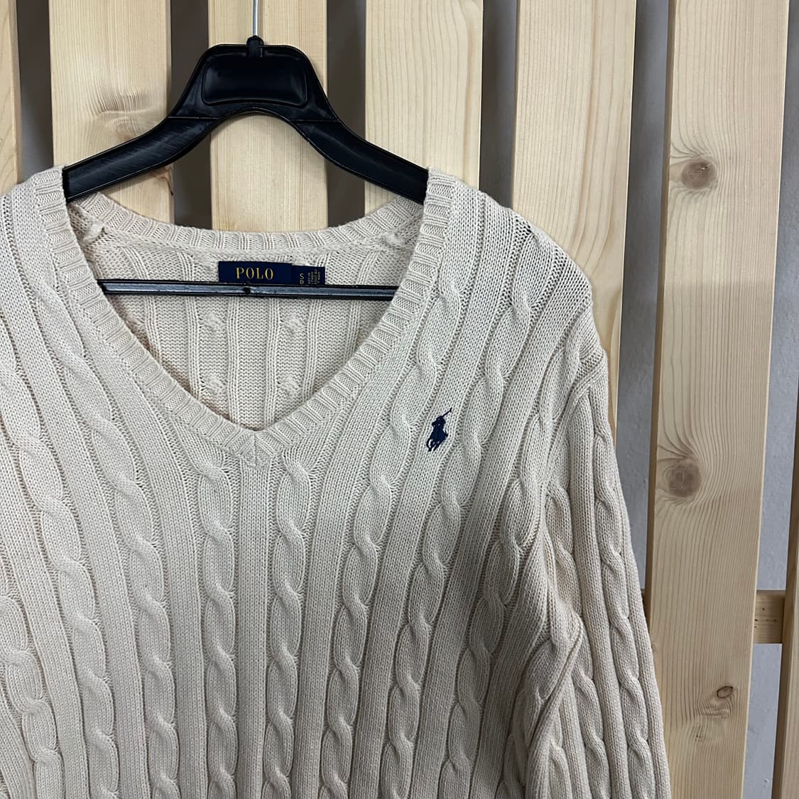 (S) 폴로 랄프로렌 크림 케이블 브이넥 니트 상품이미지4