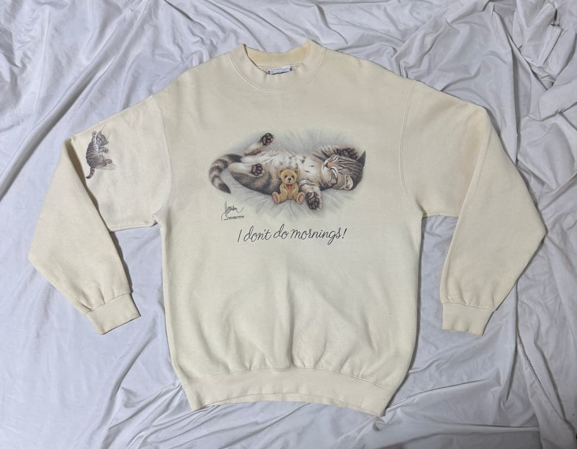 90s usa 리 헤비웨이트 캣 프린트 스웨트셔츠 상품이미지2