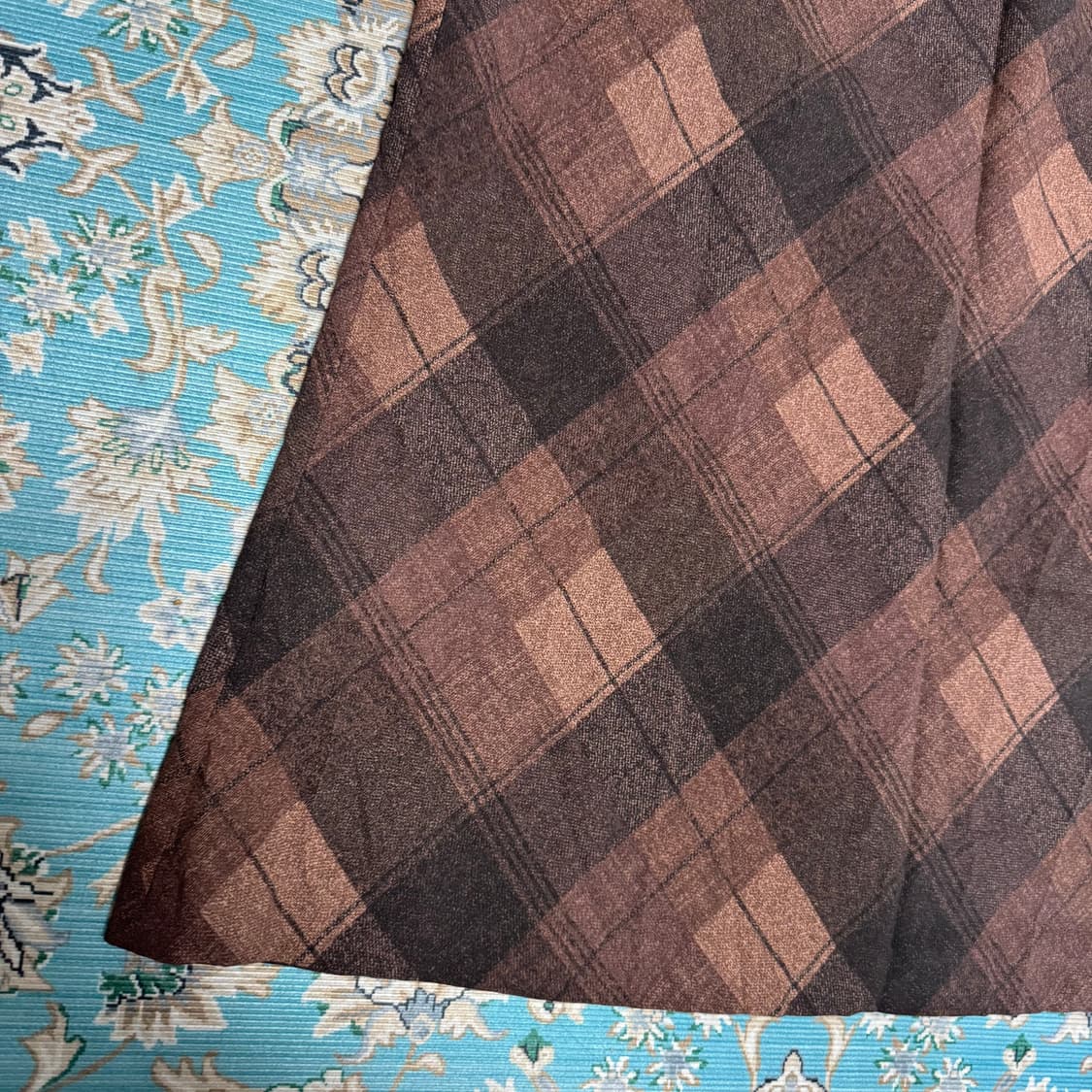 브라운 체크 빈티지 롱스커트 미착용 상품이미지2