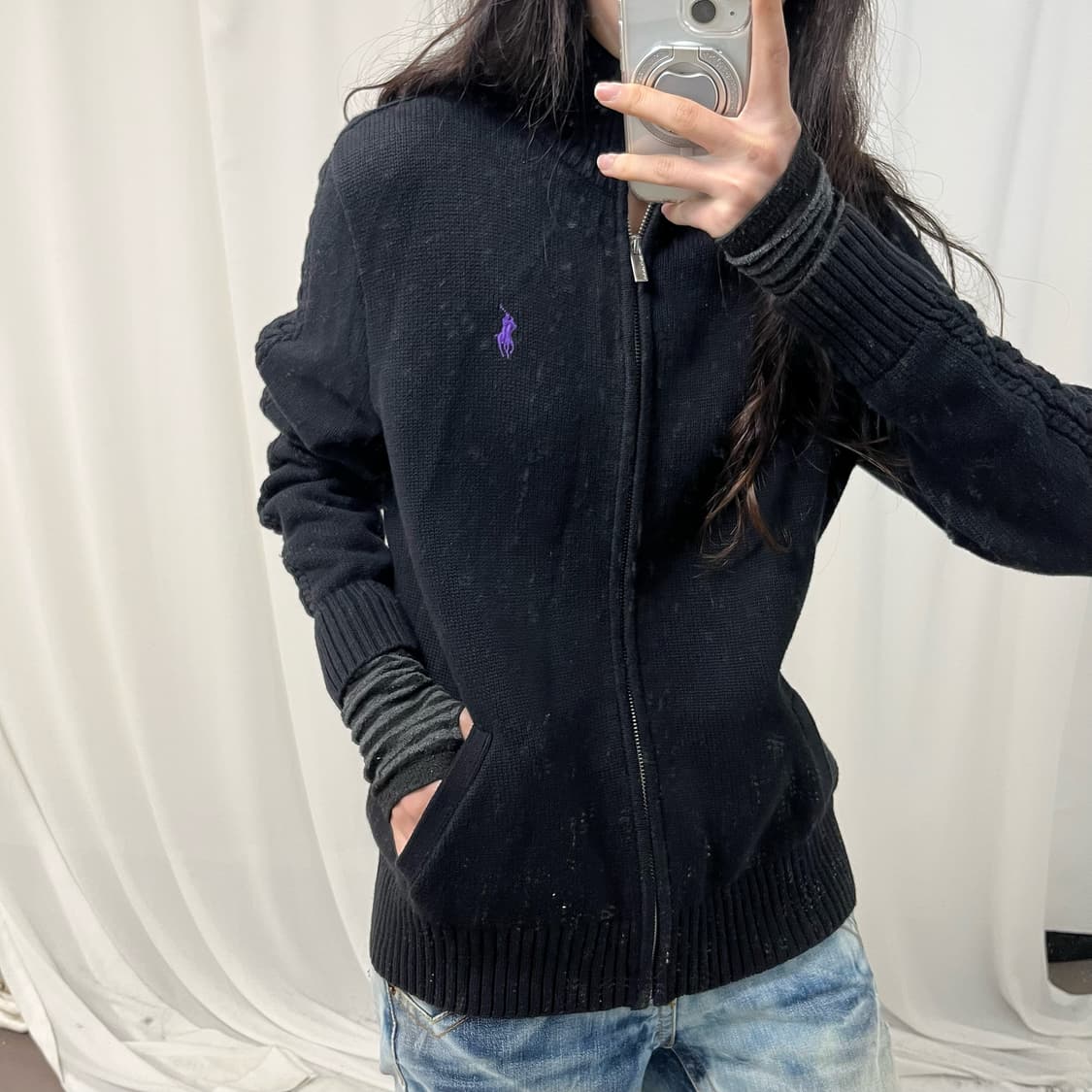 Polo Black Knit Zip-up  상품이미지3