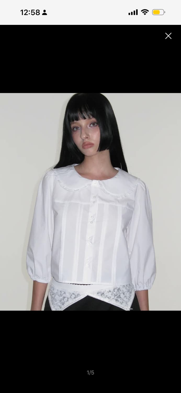 크랭크 프릴 카라 핀턱 블라우스 상품이미지1