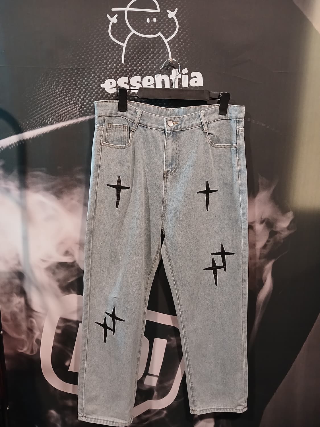 루즈 핏 데님 십자가 포인트 청바지 상품이미지1