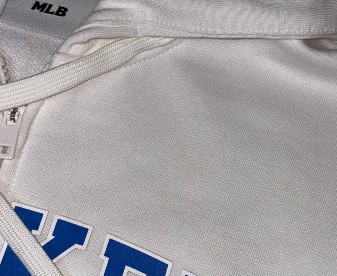 MLB 2way 지퍼 바시티 그래픽 오버핏 화이트 블루 후드 집업 y2k 상품이미지6