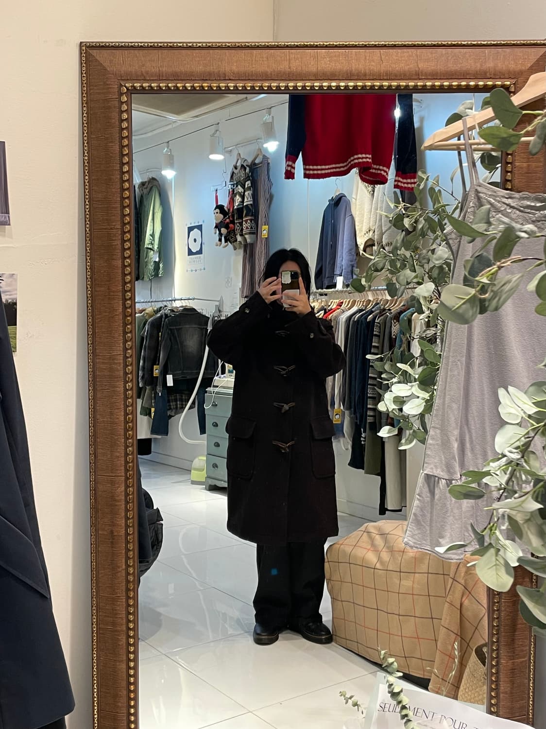 일본빈티지 다크브라운 떡볶이롱코트  상품이미지1