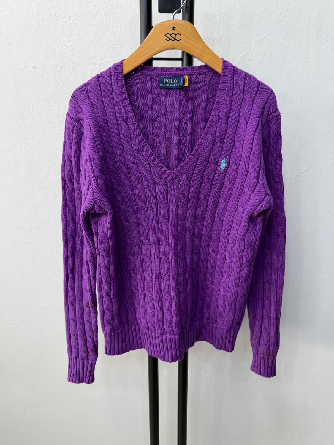 정품) 폴로랄프로렌 신형 여성 퍼플 케이블니트 S 상품이미지1