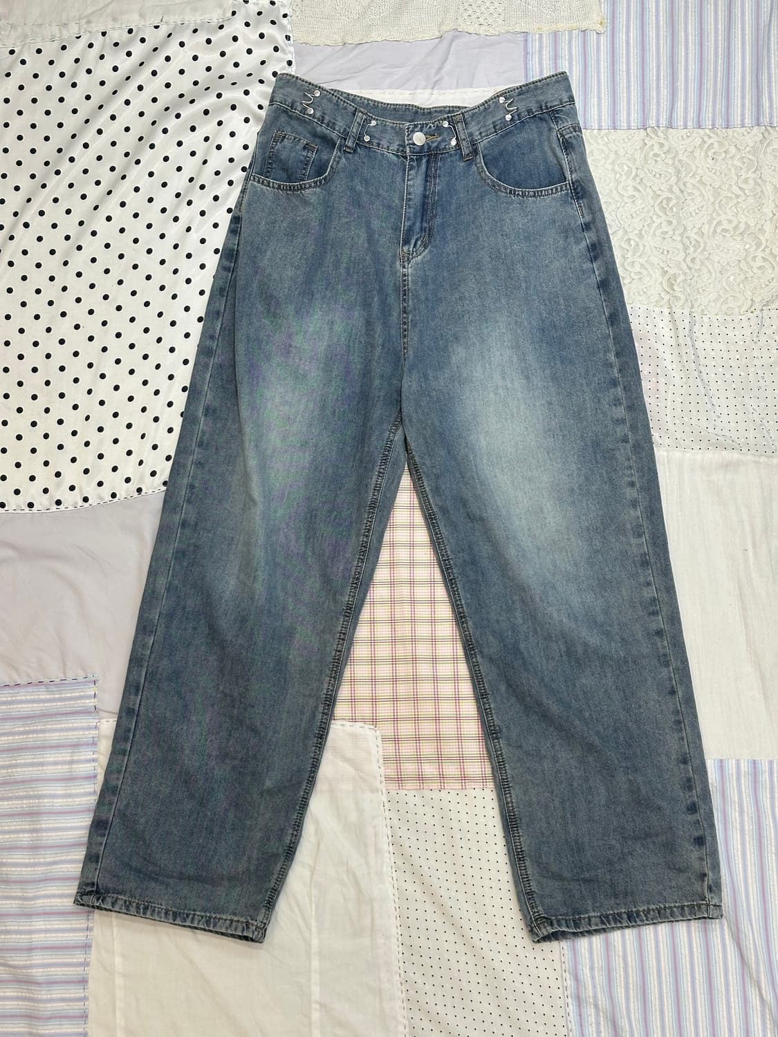 와이드 연청바지  상품이미지4