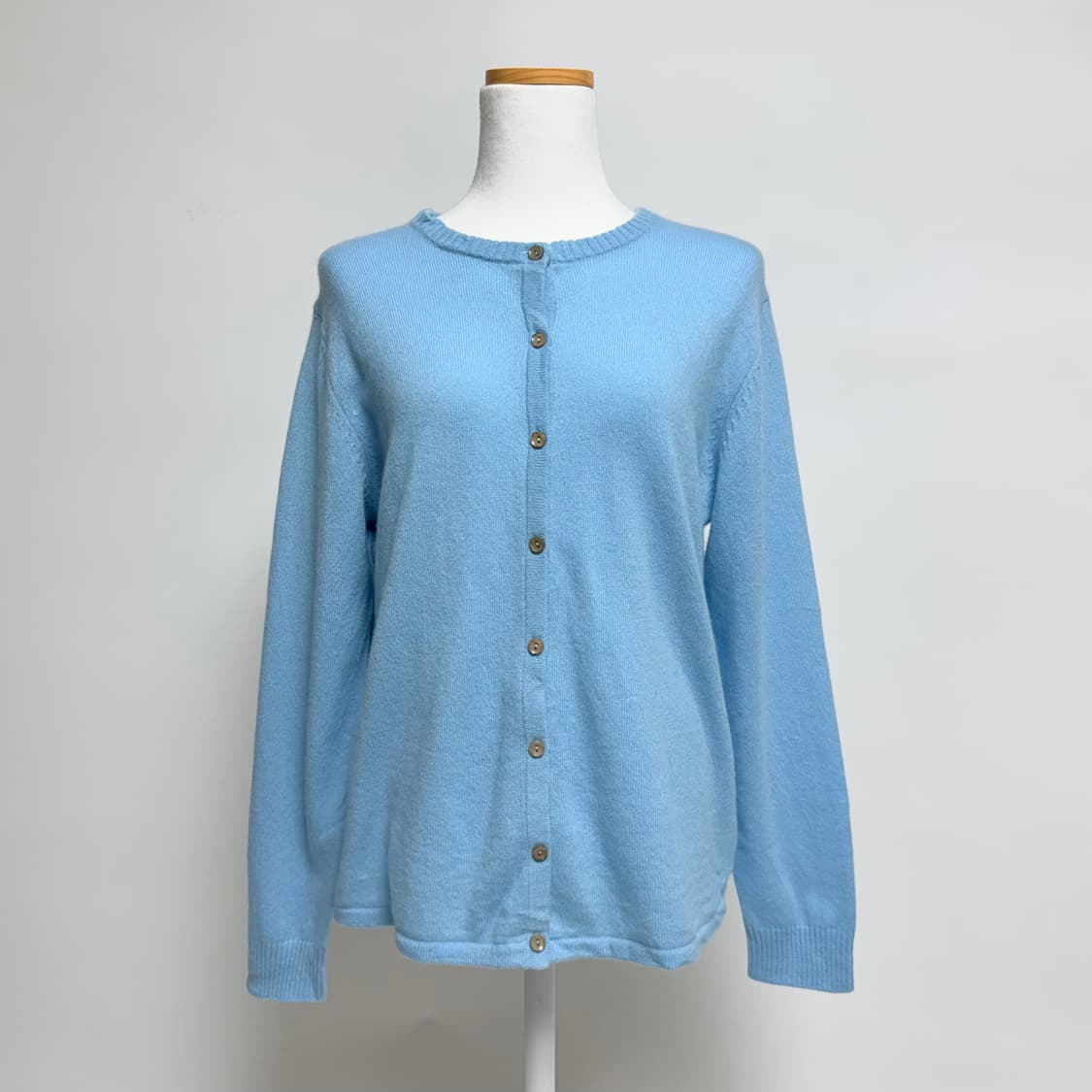 [캐시미어 100% 새상품] 하늘색 라운드 가디건 M-L 상품이미지1