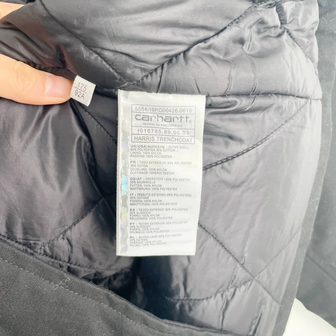 A2 칼하트 WIP 해리스 트렌치코트 90사이즈 상품이미지5