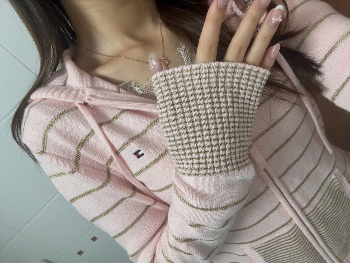 타미힐피거 핑크 + 금빤짝이 후드집업 상품이미지2