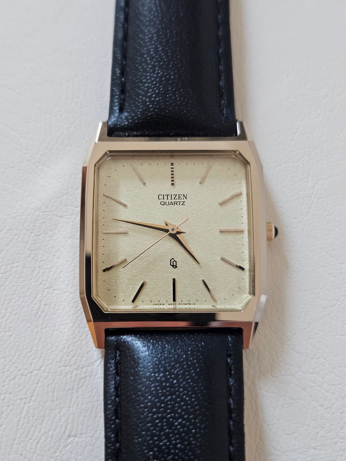 빈티지 시티즌 쿼츠 사각 드레스 금장 가죽 시계 상품이미지3