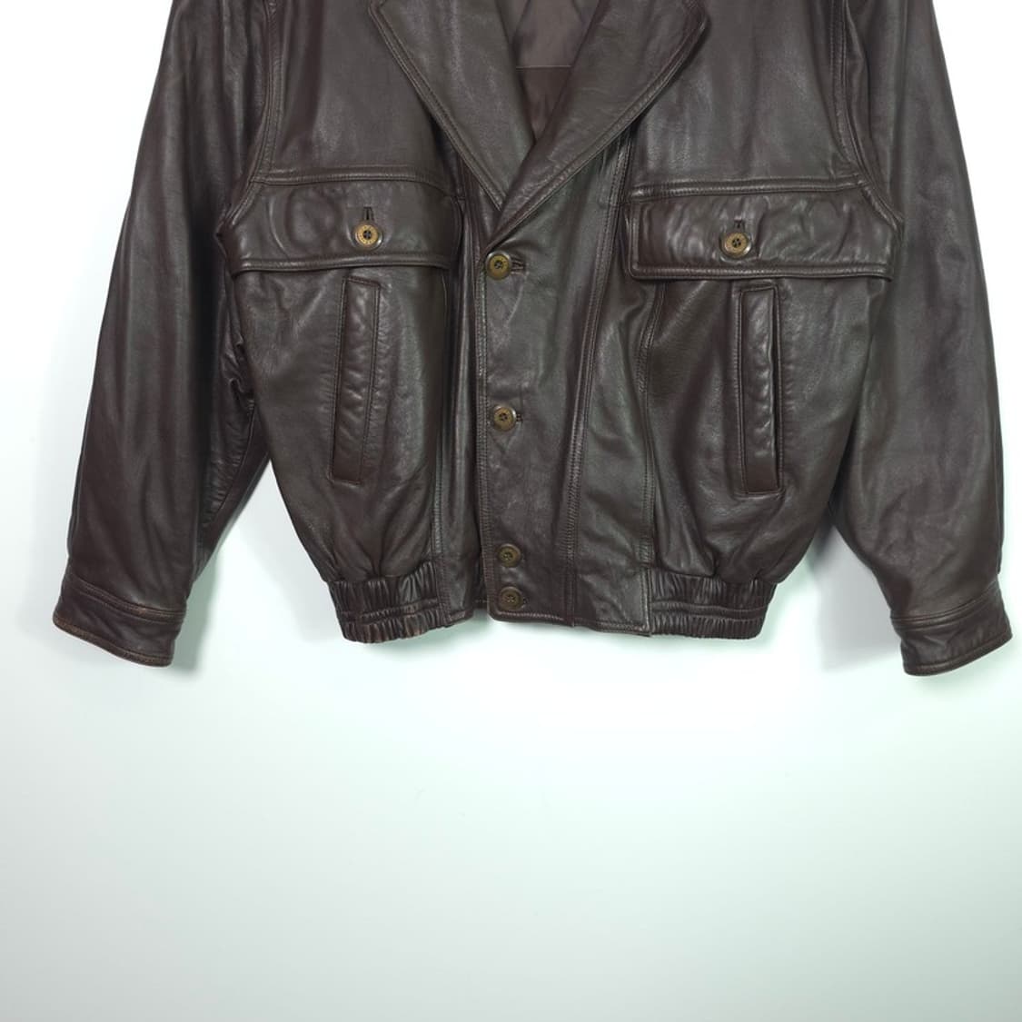 GIANNI LO GIUDICE 다크브라운 미니멀 레더 자켓 46 상품이미지4