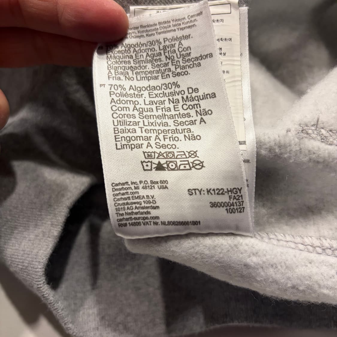 [S] 칼하트 루즈핏 풀집업 후드티 그레이 C79 상품이미지9