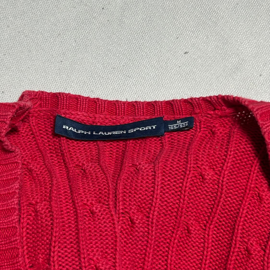 M 폴로랄프로렌 스포츠 여성용 레드 케이블 브이넥 니트 상품이미지4