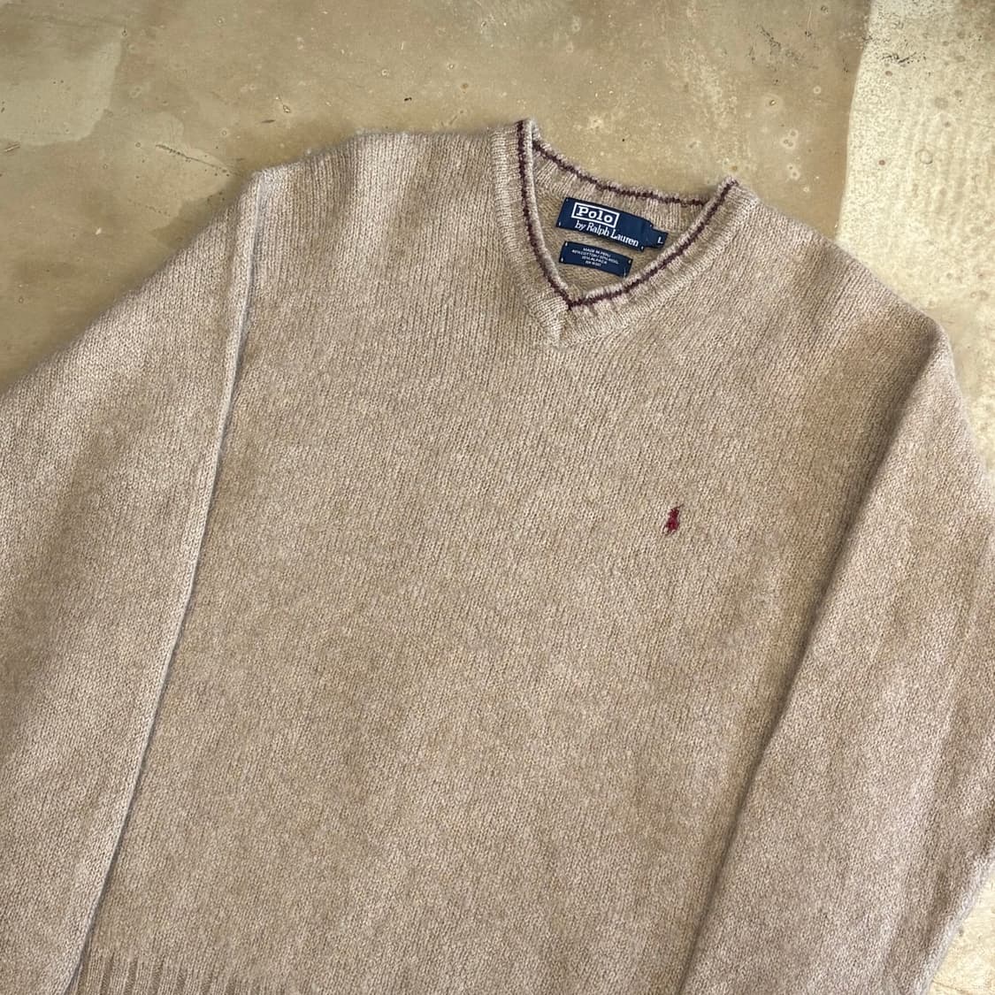 L 폴로랄프로렌 베이지 브이넥 니트 상품이미지1