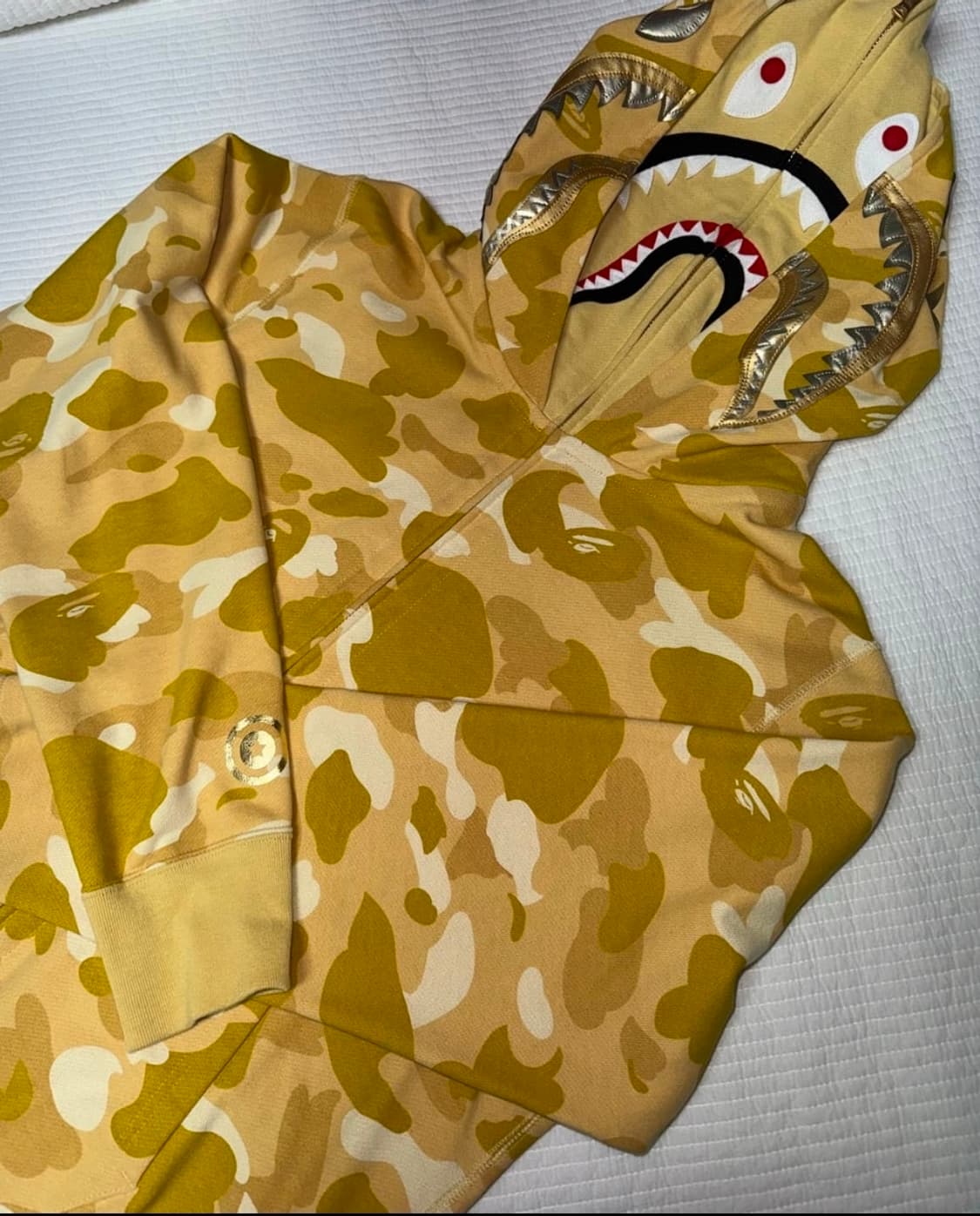 베이프 컬러 카모 더블샤크 후드 옐로우 L size 상품이미지1