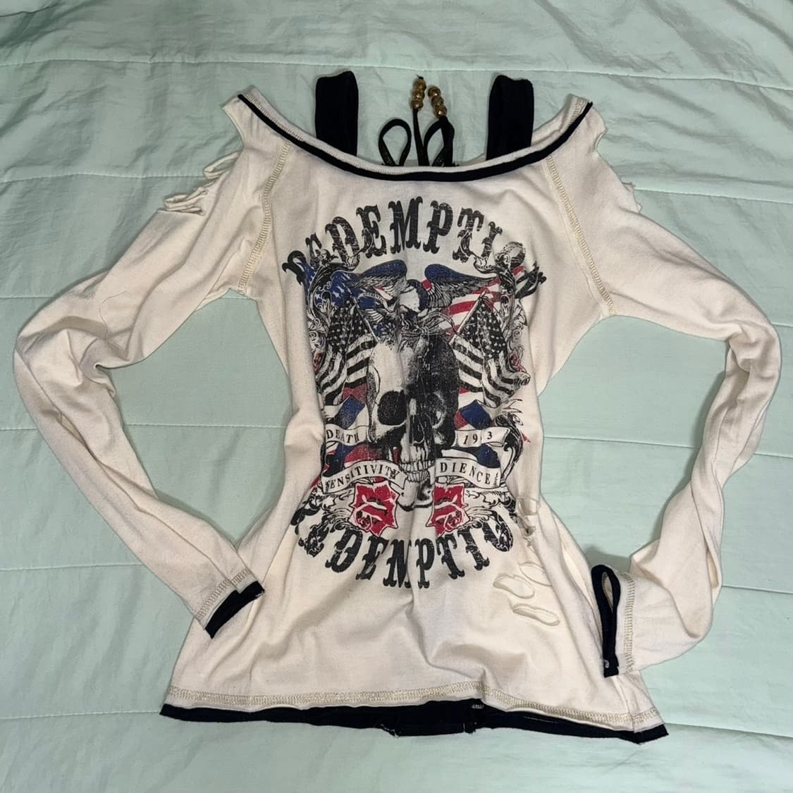 Sky bomber 갸루 오프숄더 롱슬리브 긴팔티셔츠 상품이미지1