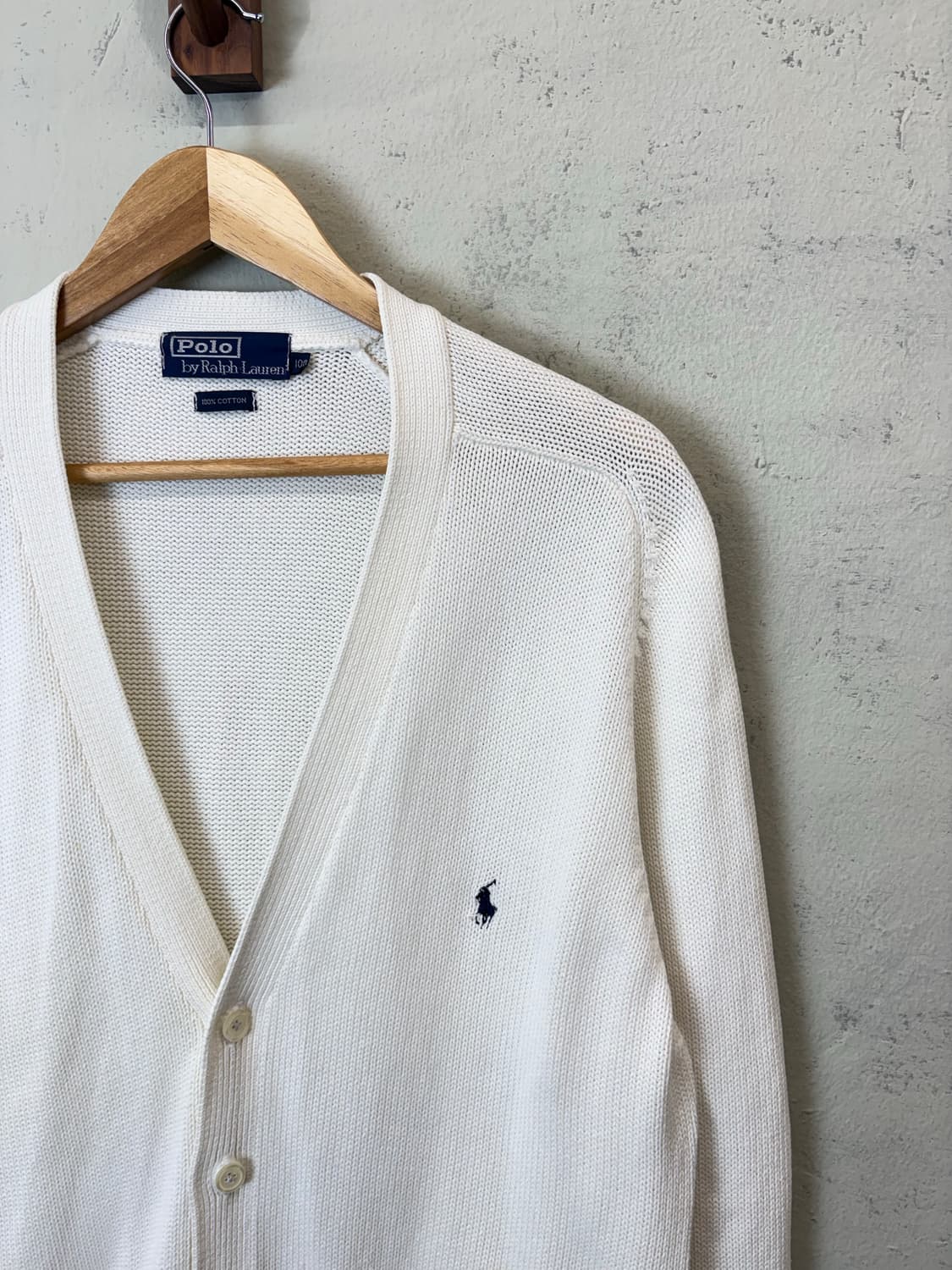폴로랄프로렌 빈티지 코튼 브이넥 니트 가디건 화이트 상품이미지2