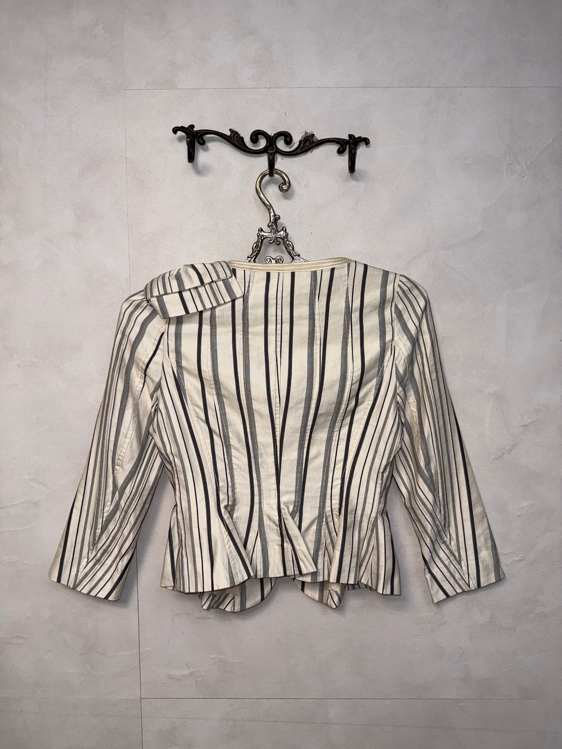 O’2ND ivory stripe ribbon corset jacket 상품이미지5