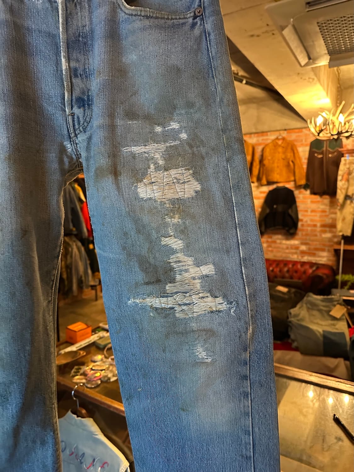 70s USA 빈티지 리바이스 501 66전기 셀비지 데님 팬츠 상품이미지4