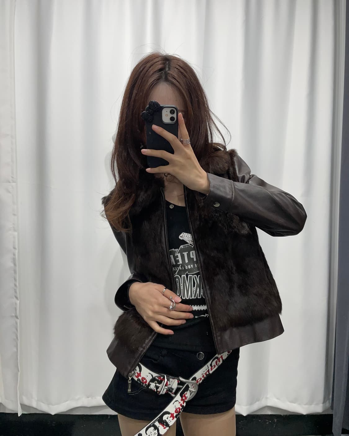 🎸다크 브라운 퍼 레더 자켓🎸 상품이미지3