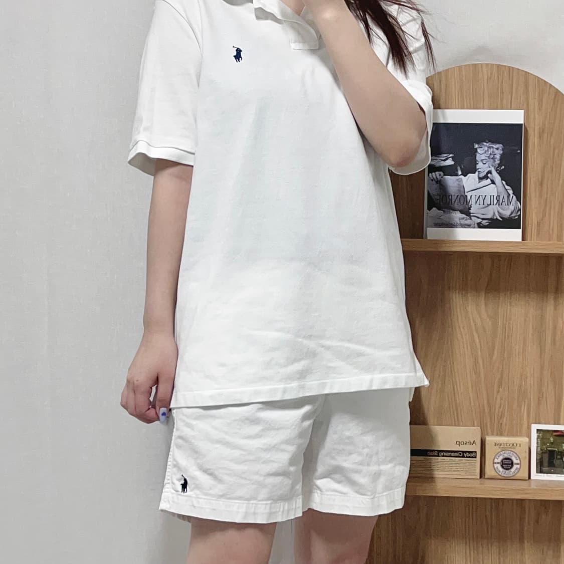 [정품] 폴로 화이트 / 네이비포니 클래식 코튼 쇼츠 [ M ] 상품이미지2