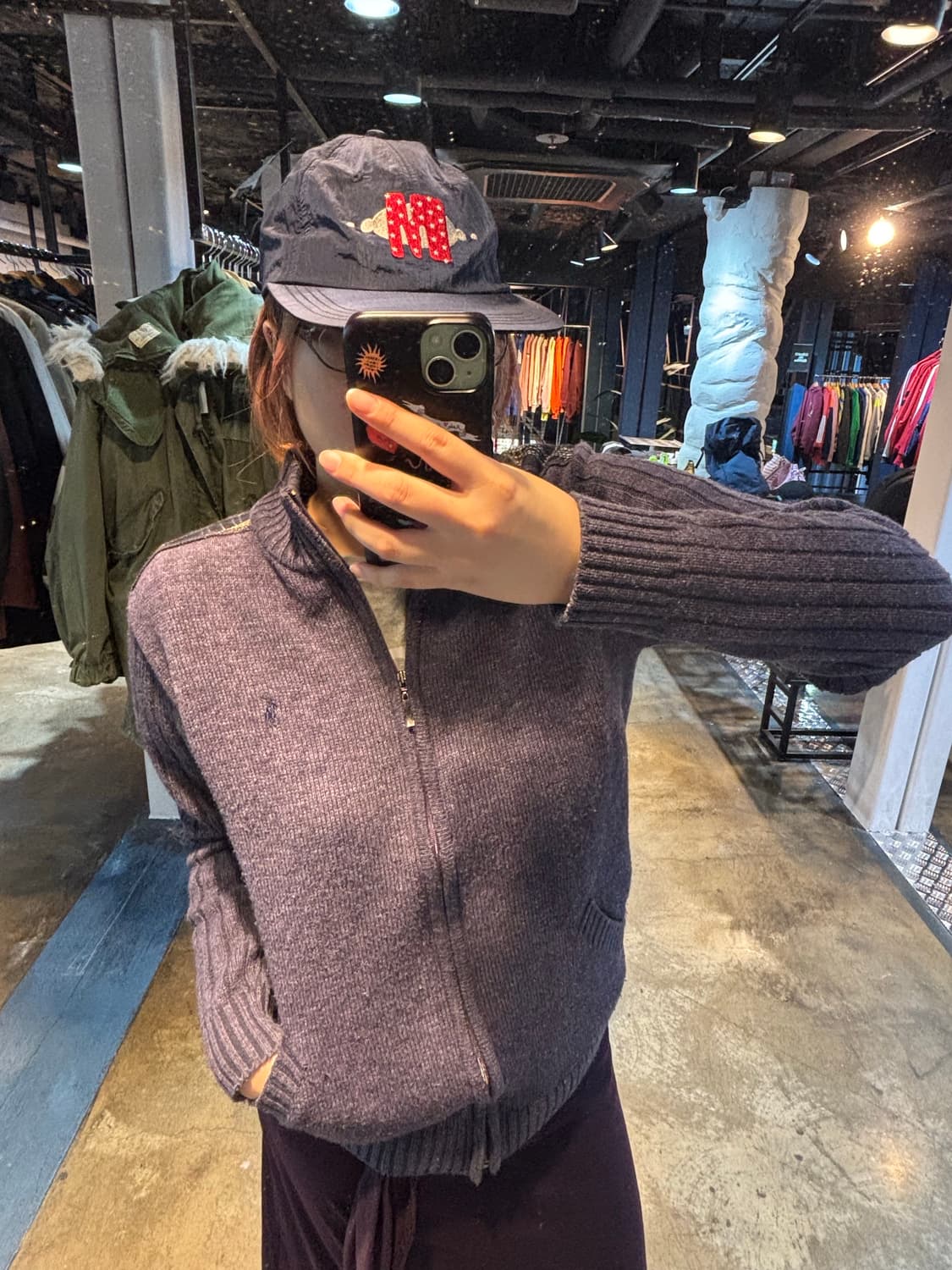 폴로랄프로렌 퍼플 체크 니트 집업 상품이미지1