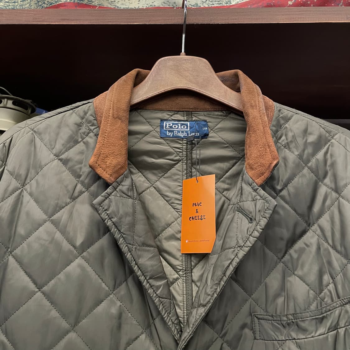 90s 폴로 랄프로렌 버클 넥 스웨이드 엘보 패치 퀼팅 자켓 컨트리 상품이미지3