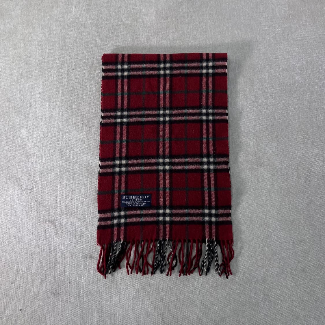 버버리 노바체크 캐시미어 버건디 머플러 상품이미지2