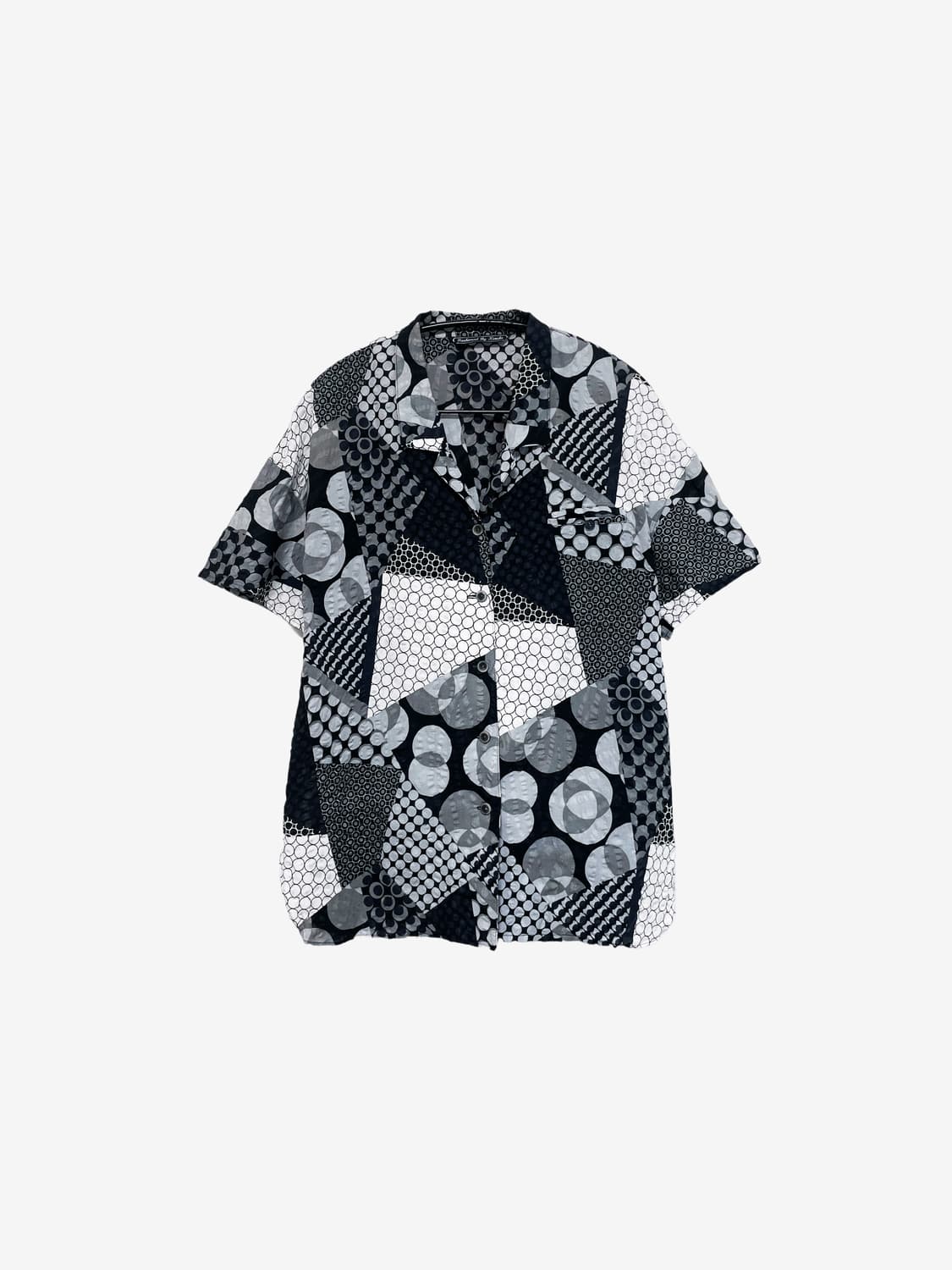 Patchwork Dot Shirt - Black 상품이미지1