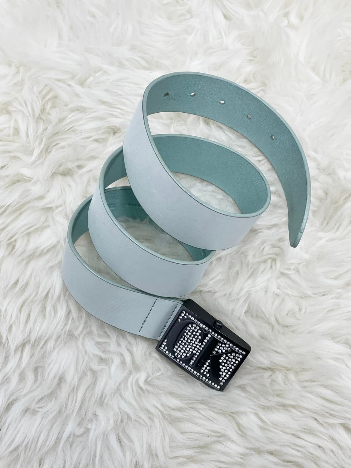 ck 캘빈클라인 리얼레더 민트 큐빅 버클 벨트 *레어 상품이미지1