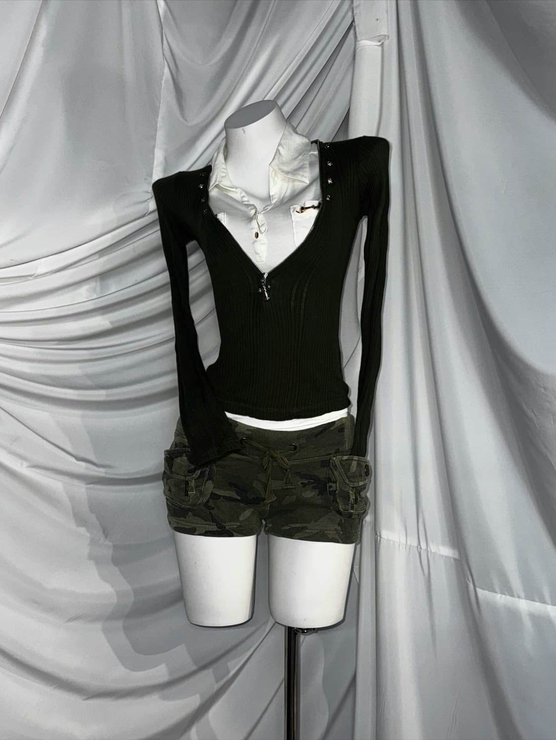 00‘sY2k 카키 카모포켓 RodeoCrowns 카키프레피 코디세트  상품이미지5