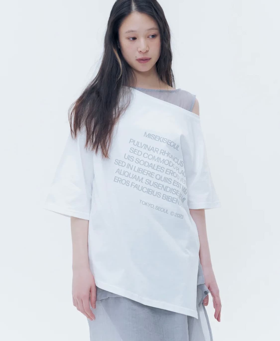 미세키서울 Unbalanced quote slit sleeves WHIT 상품이미지1
