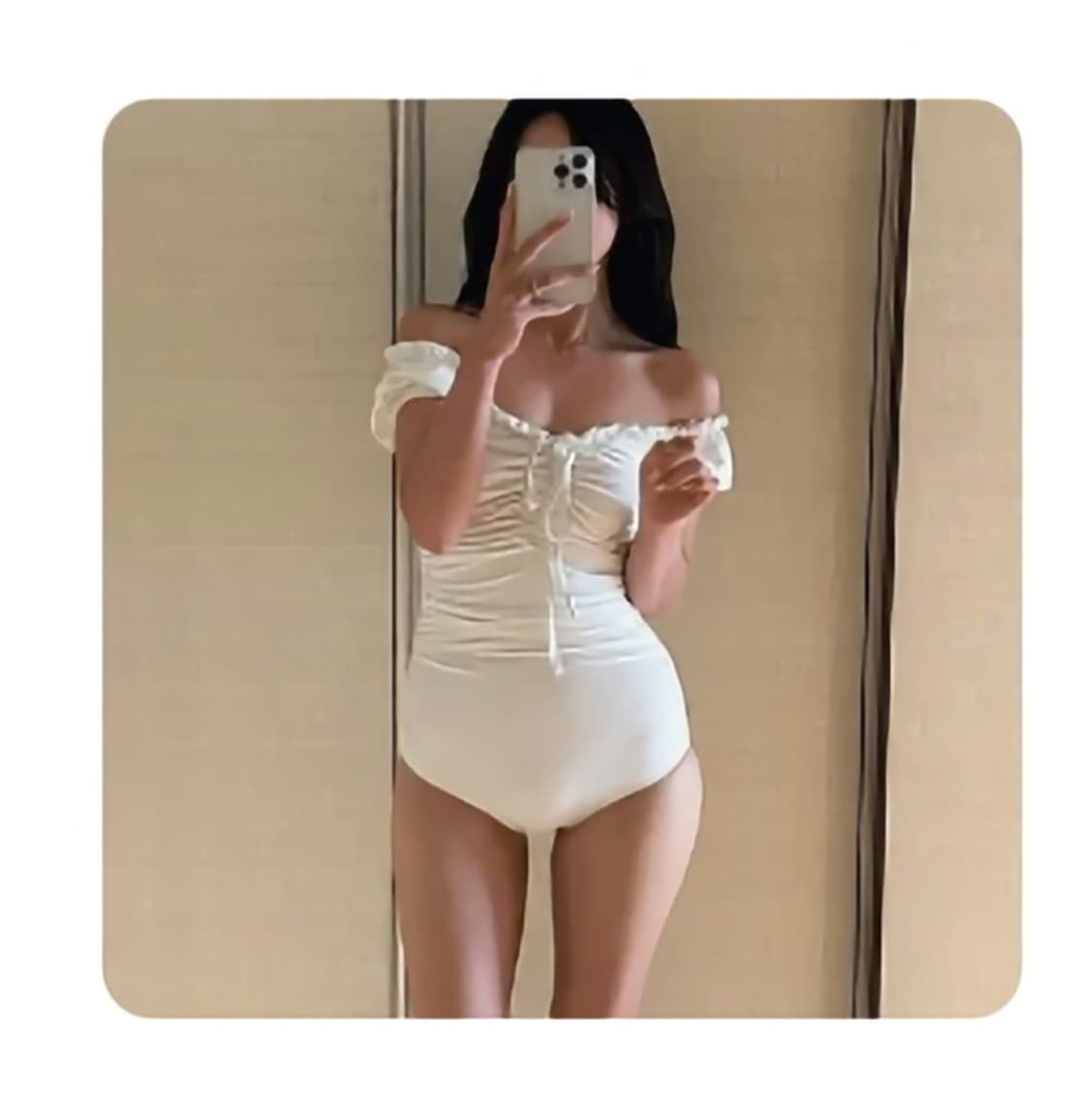 오프숄더 셔링 모노키니 비키니 수영복 상품이미지2