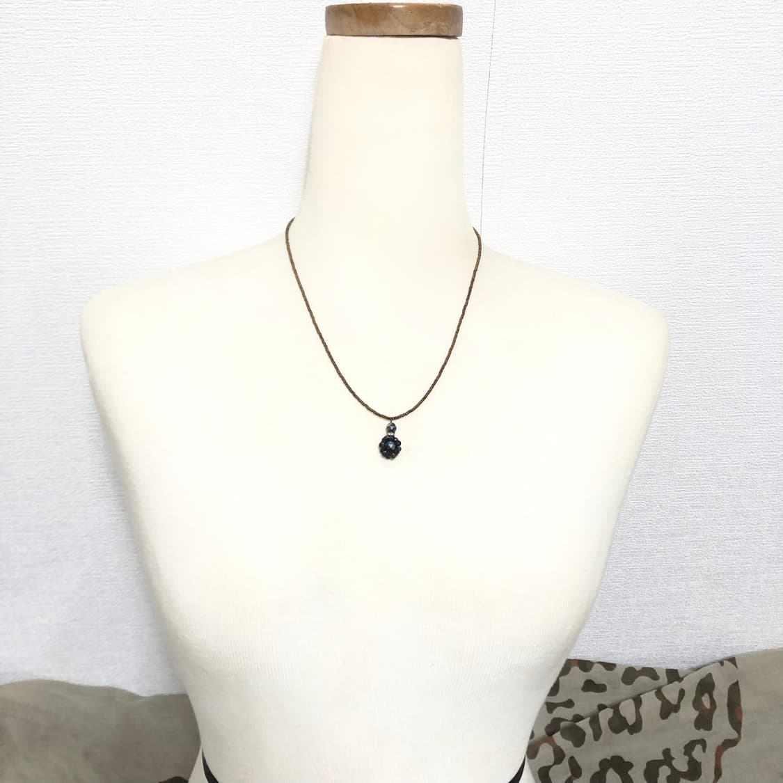 빈티지 핸드메이드 비즈 네이비 브라운 목걸이 오리엔탈 하구미 상품이미지2