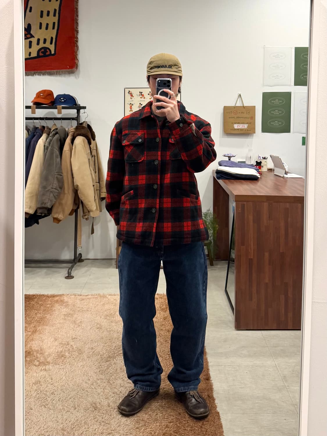 Pine Field 빈티지 쉐르파 타탄 체크 울 자켓 (Japan) 상품이미지2