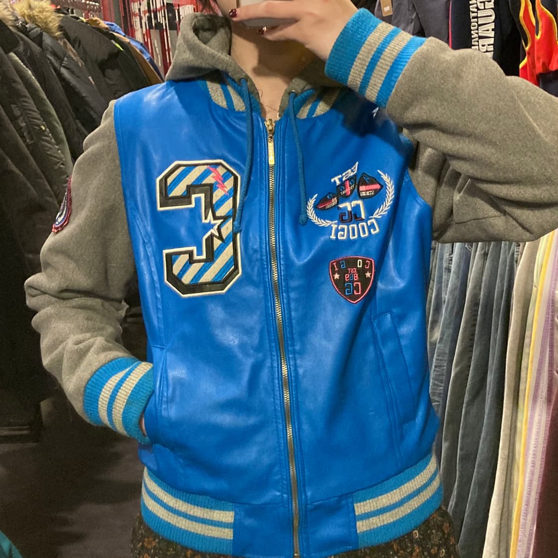 [IM]coogi 크롭 바시티자켓 블루 (후드o) 상품이미지6