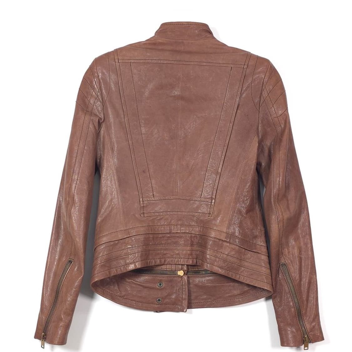 시스템 빈티지 브라운 하이넥 양가죽 자켓 상품이미지2