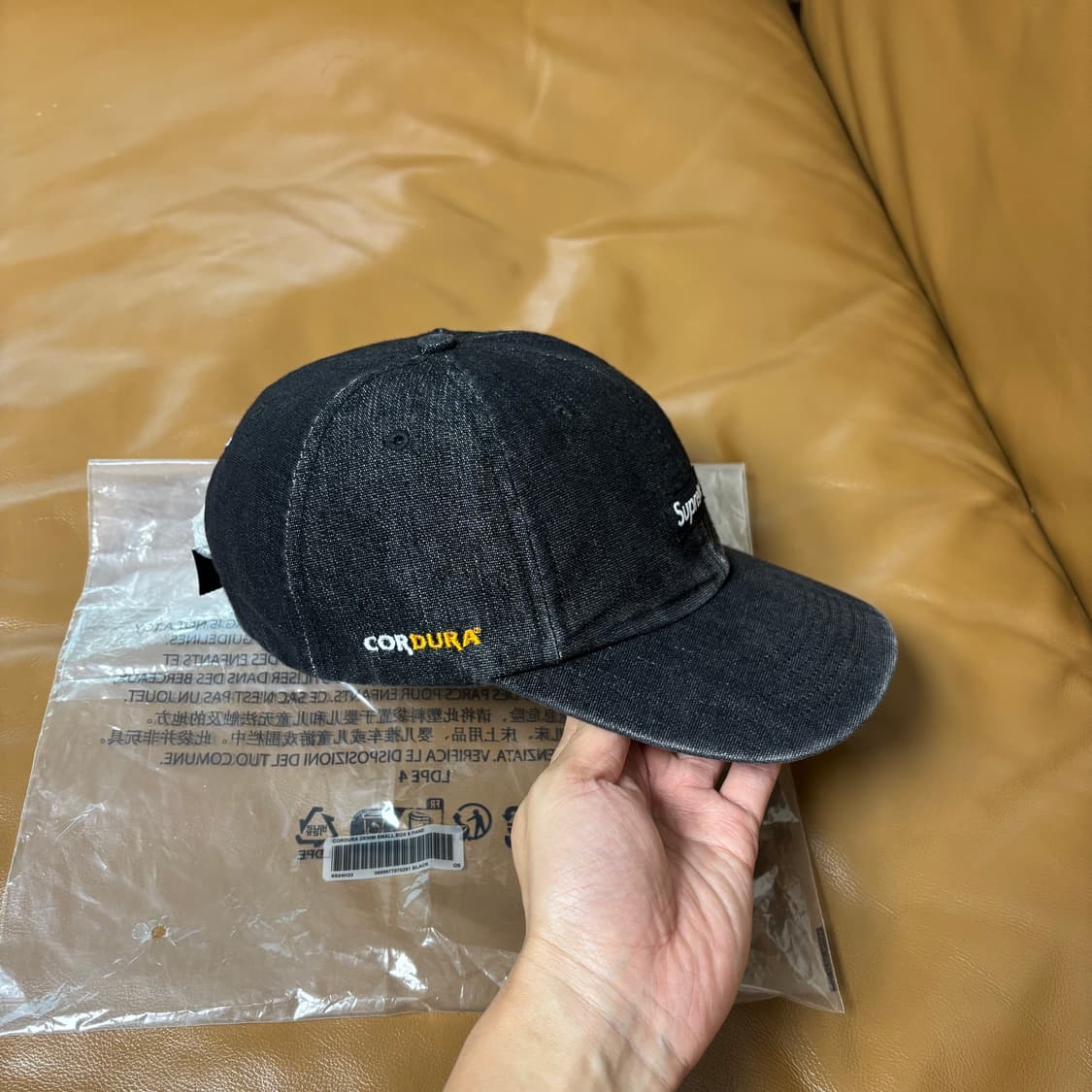 Supreme 슈프림 스몰로고 데님 블랙 6패널 볼캡 모자 (Black) 상품이미지3