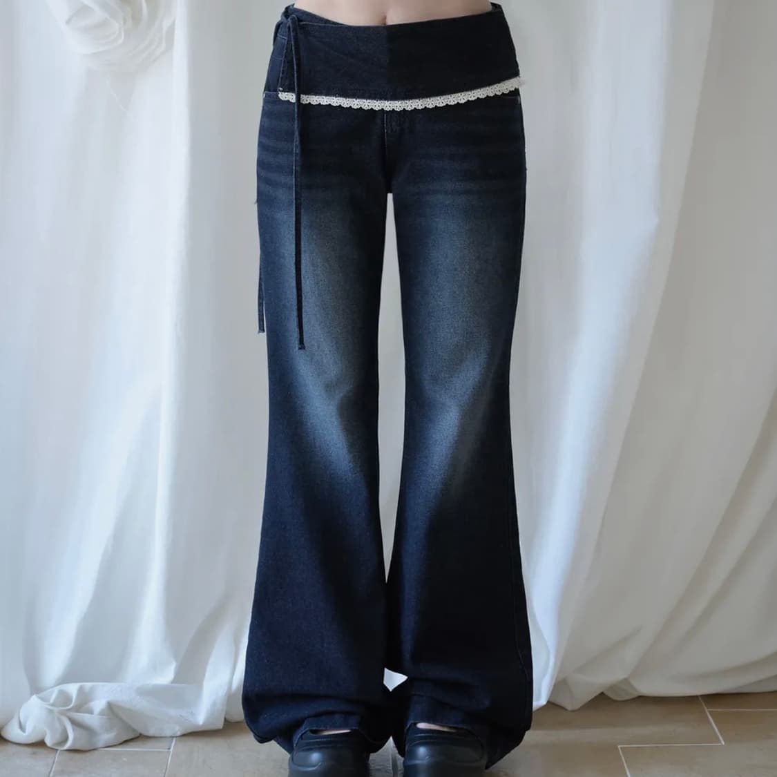 [새상품] 미레코 청바지 LAYERED LACE WRAP DENIM PT 상품이미지1