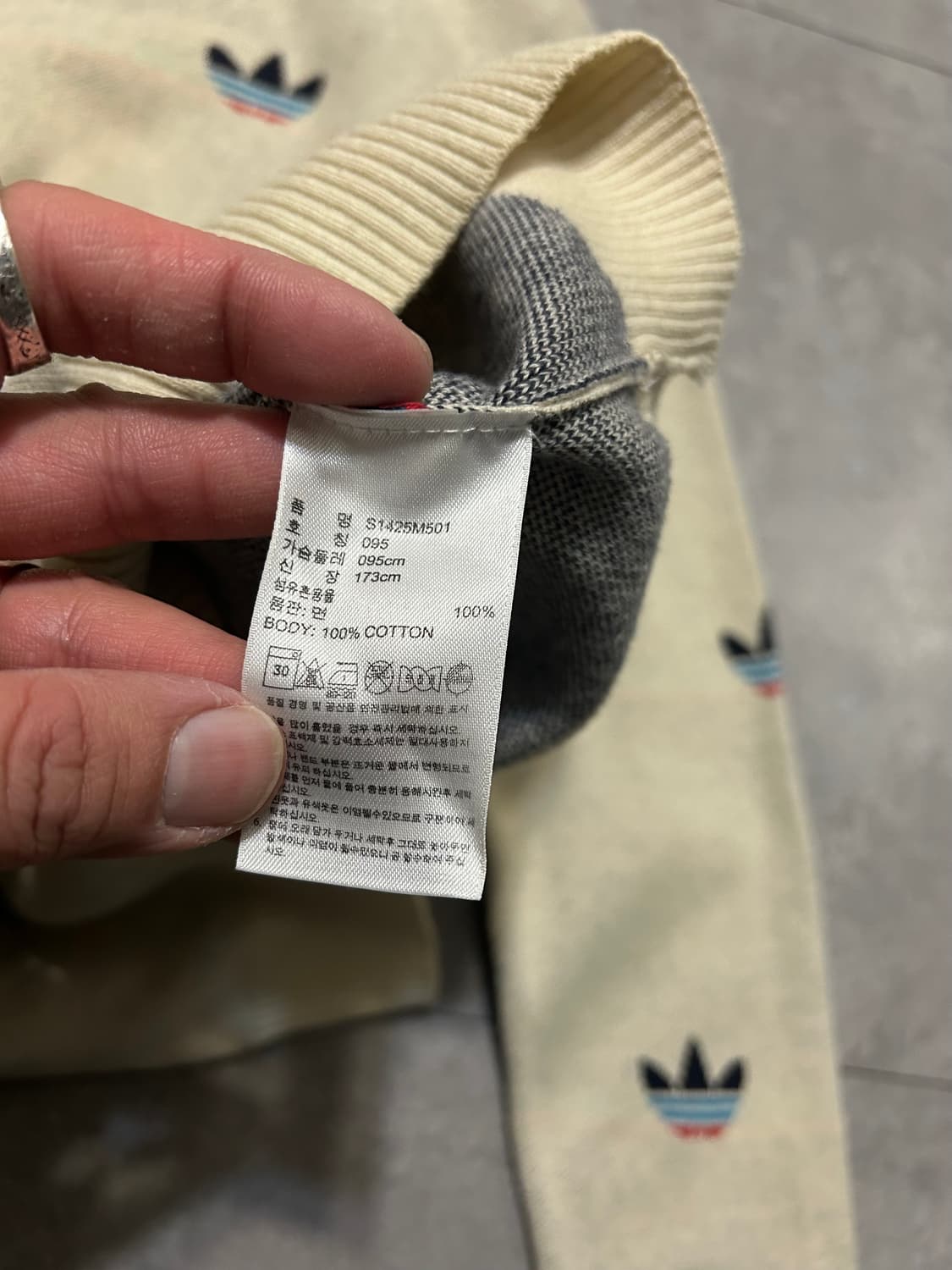 00s 아디다스 멀티 트레포일 빈티지 코튼 니트  95size  상품이미지6