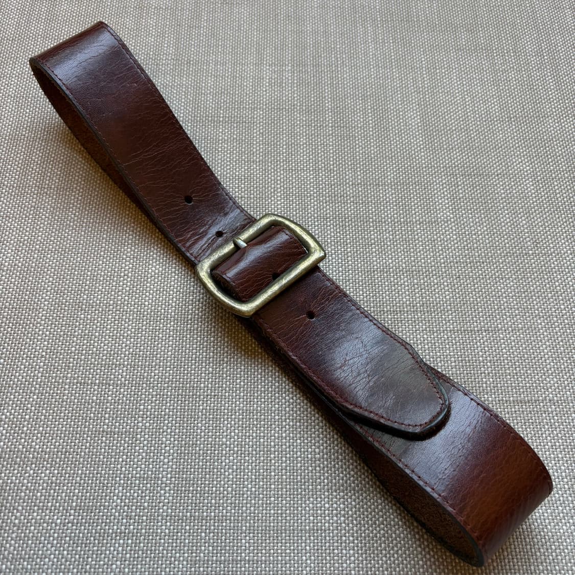 [27] 80s USA 위스키 브라운 레더 솔리드 브라스 벨트 상품이미지1