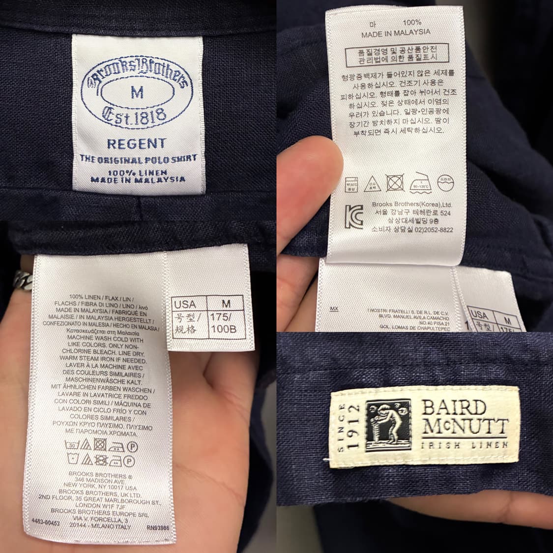 (M/100)브룩스브라더스 리젠트 네이비 버튼다운 포켓 리넨셔츠 상품이미지10