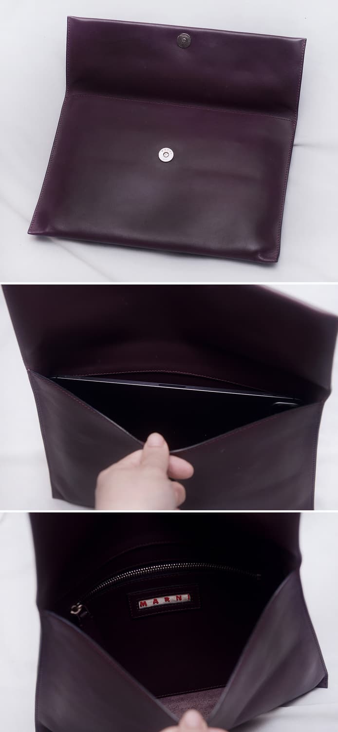 마르니 (MARNI) 버건디 나파레더 카프스킨 플랩 클러치백 상품이미지8
