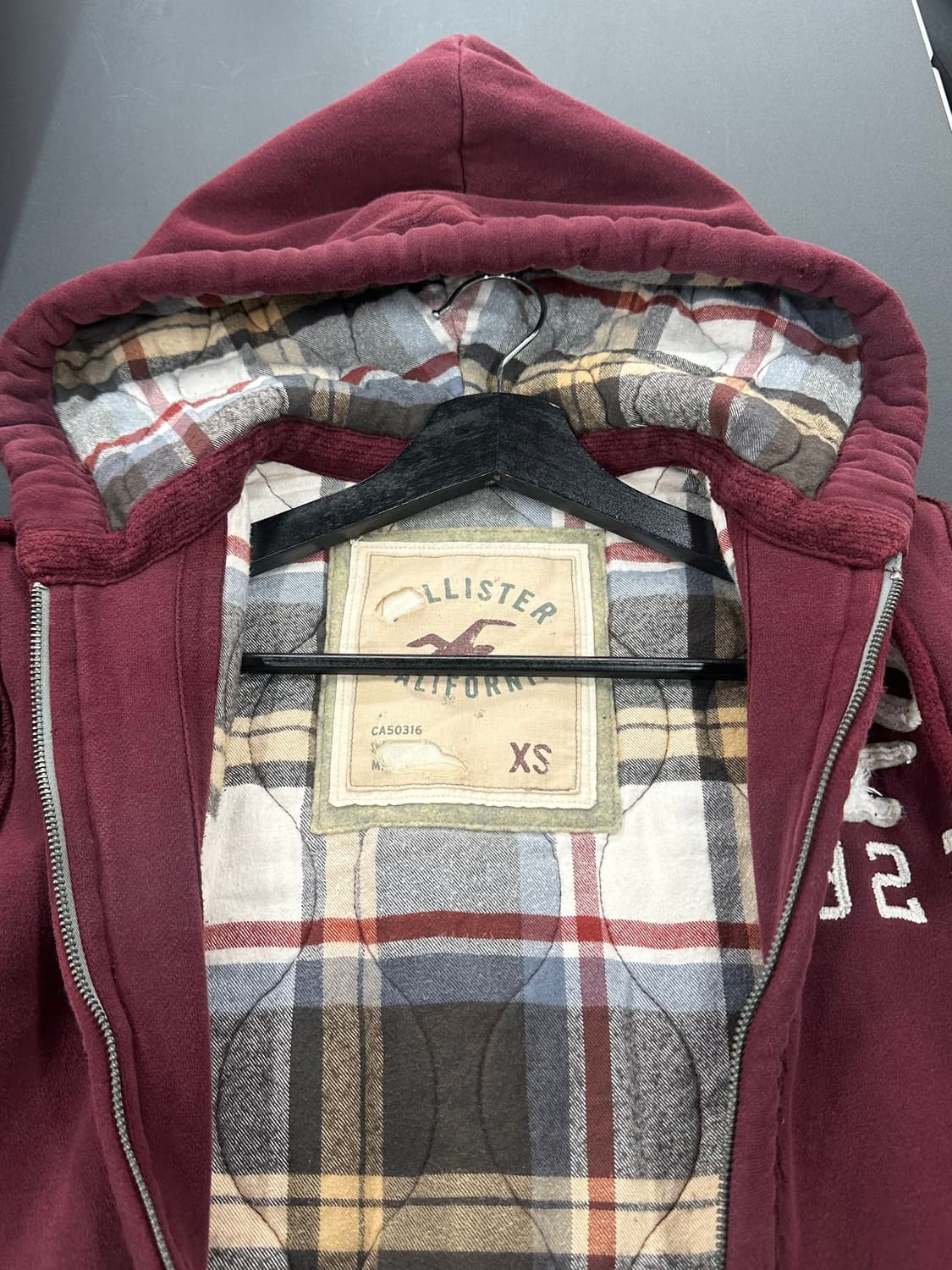 홀리스터 테디체크누빔 헤비웨이트 후드집업자켓 상품이미지6