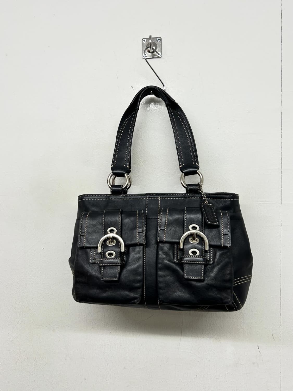 빈티지 코치 블랙 레더 토트백 상품이미지1