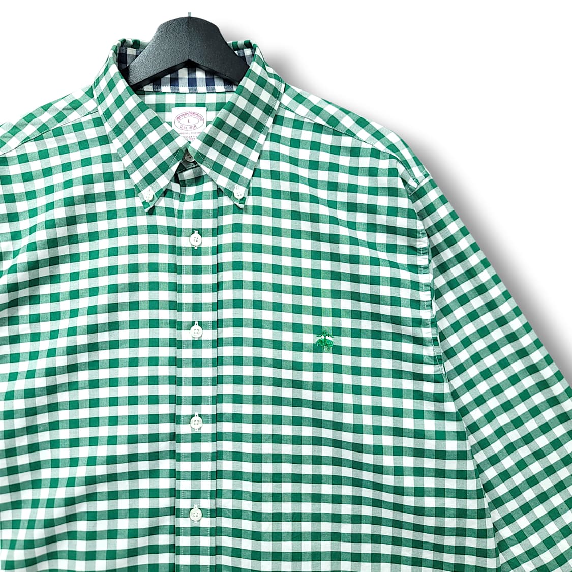 [L] 브룩스브라더스 그린 깅엄체크 코튼 긴팔셔츠 상품이미지3